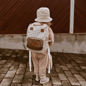 Рюкзак Mrs. Ertha "Soft Squares", кремовая клетка виши, водонепроницаемый